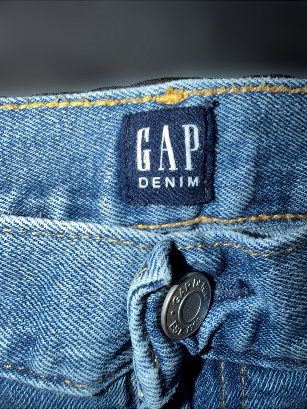 GAP Women's Light Blue Straight-Leg Jeans with Navy Floral Embroidery - Picture 3 of 5